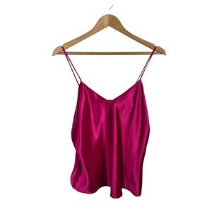 VTG Victorias Secret Gold Label Satin Camisole Top Pink V-Neck Spaghetti Strap L